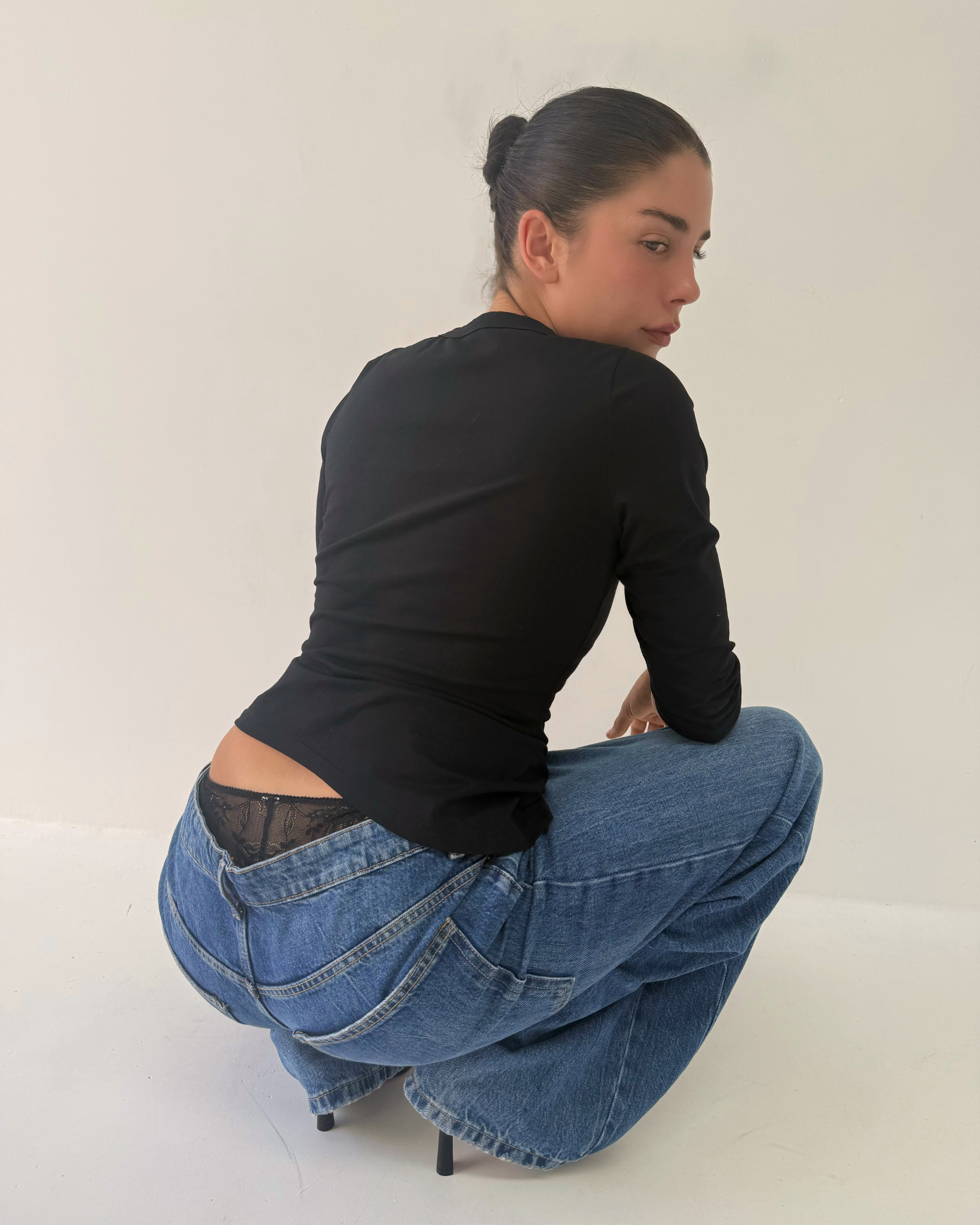 Missy Mid Sleeve Top - Black