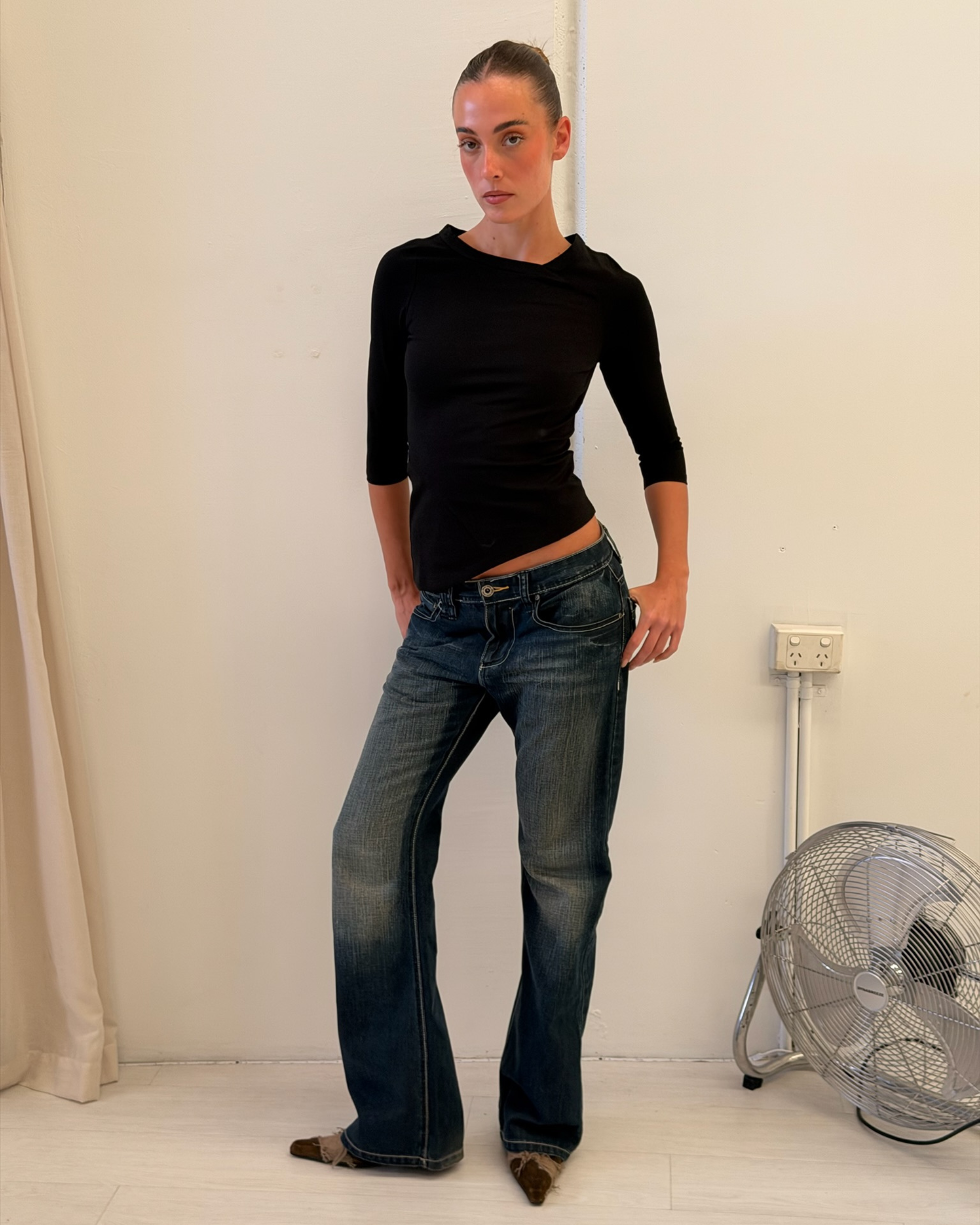 Missy Mid Sleeve Top - Black