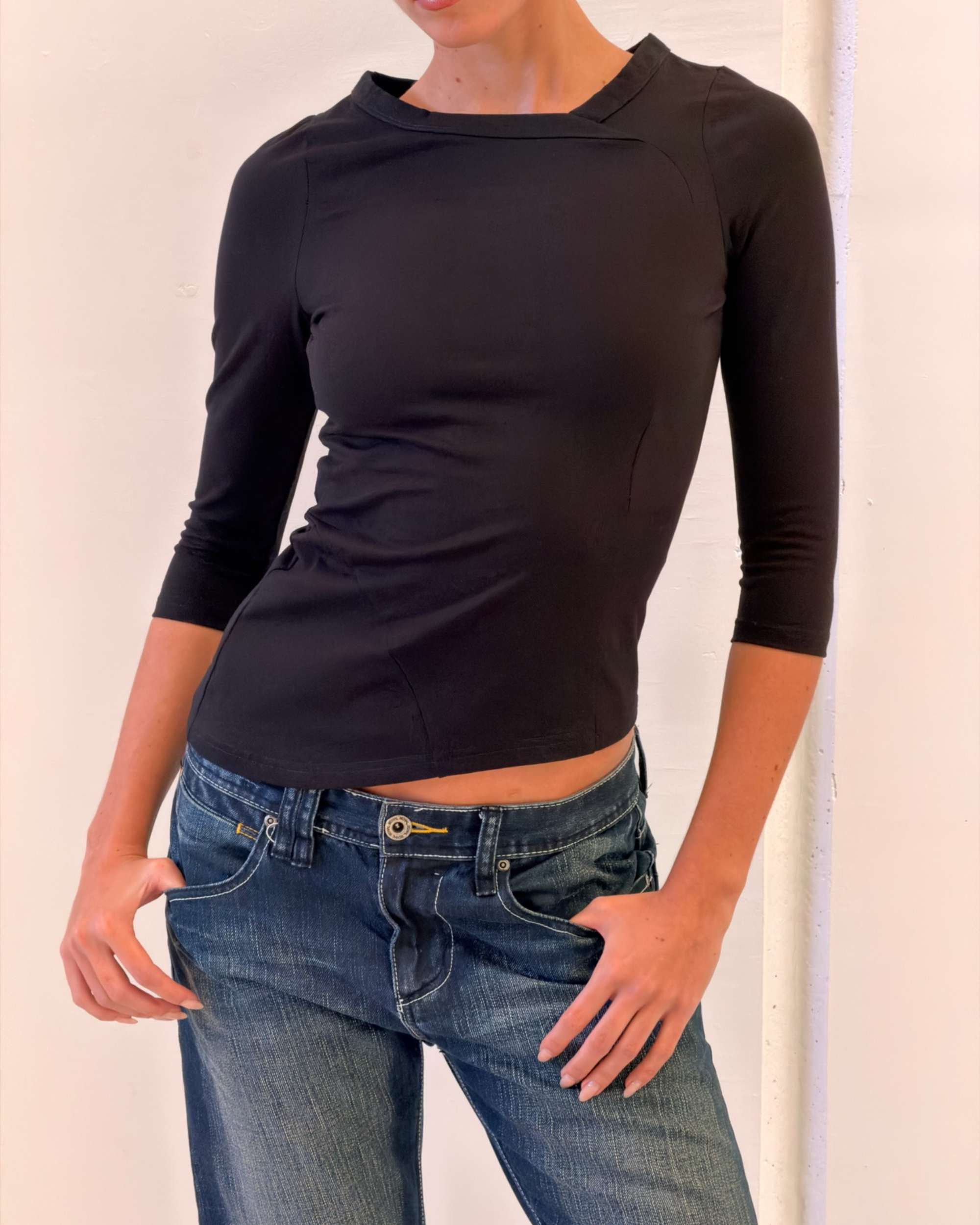 Missy Mid Sleeve Top - Black