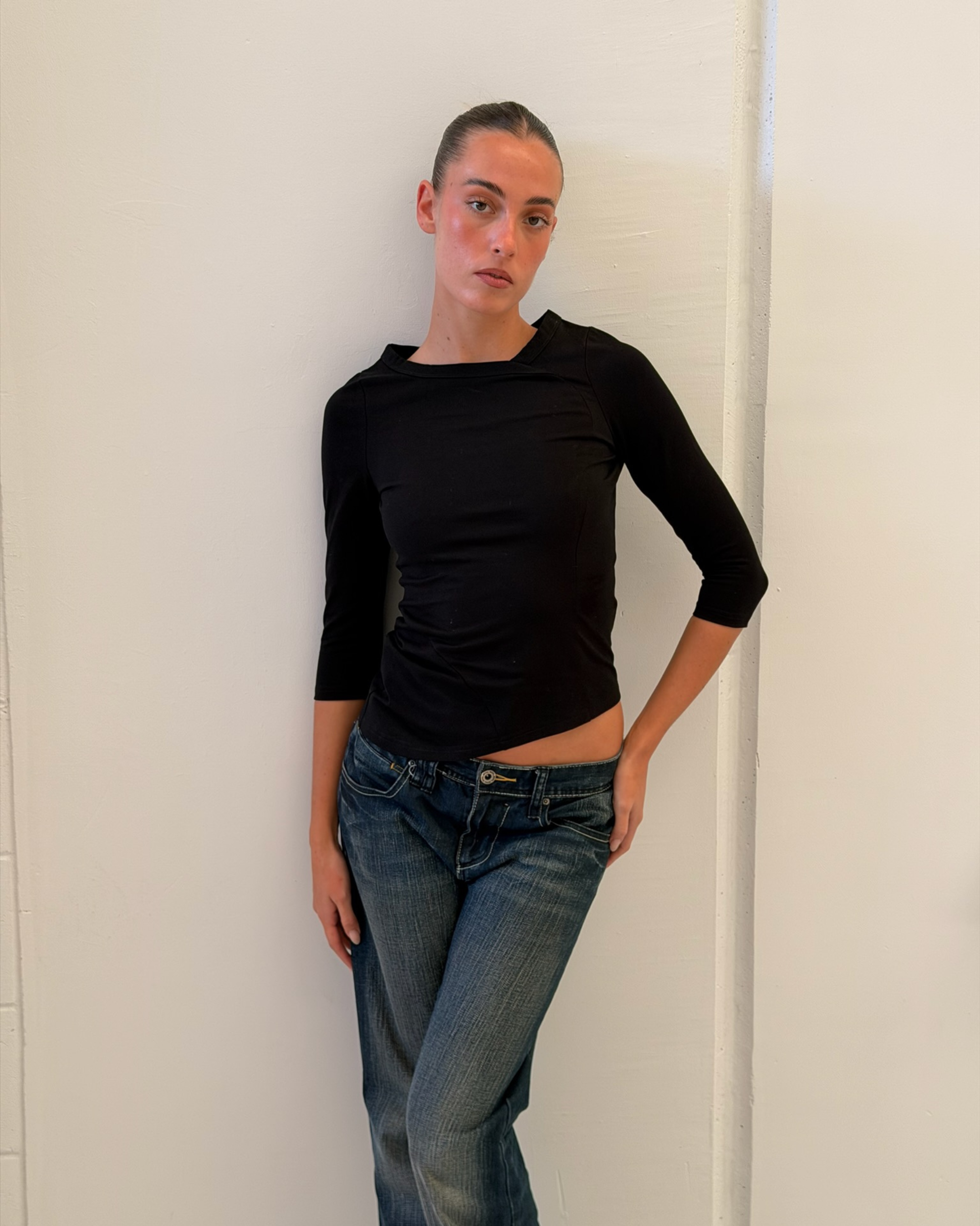 Missy Mid Sleeve Top - Black
