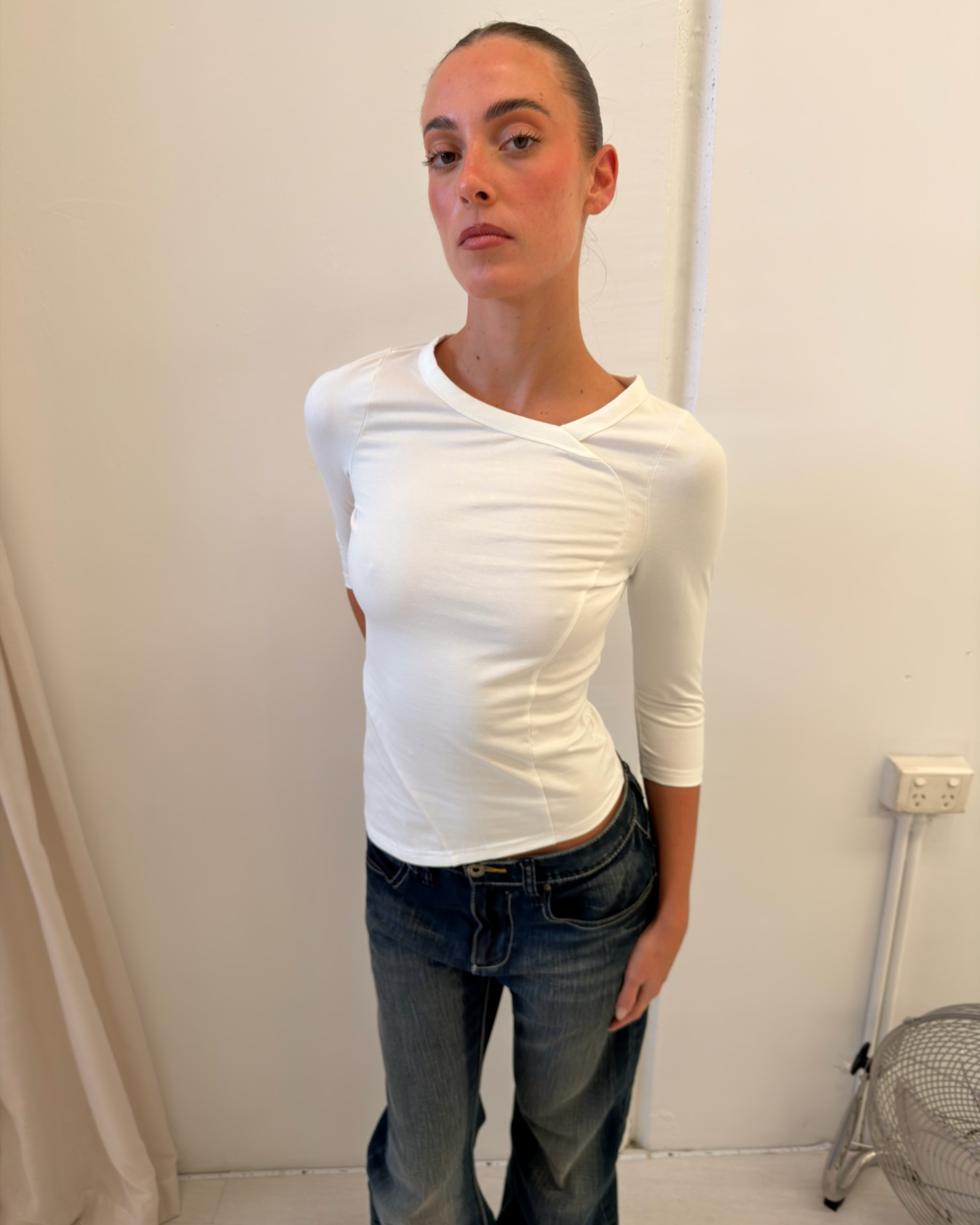Missy Mid Sleeve Top - White