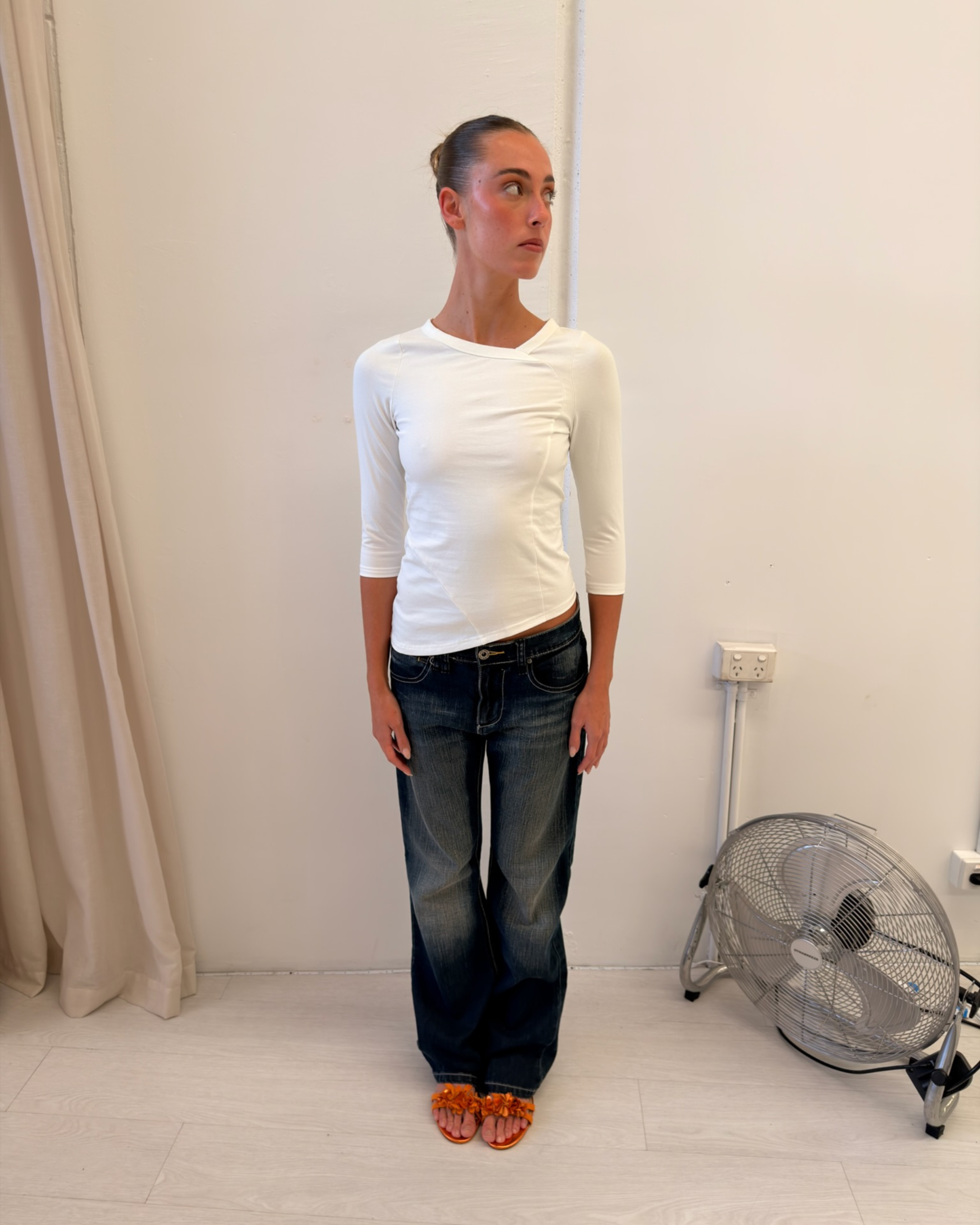 Missy Mid Sleeve Top - White