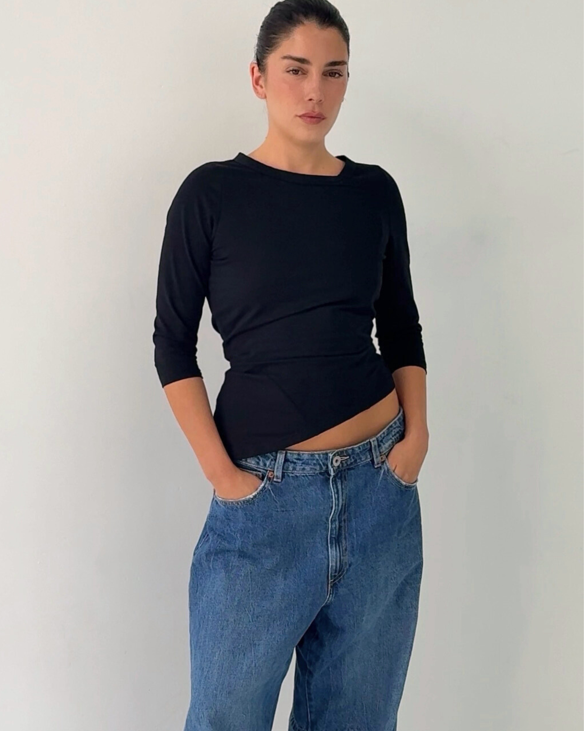 Missy Mid Sleeve Top - Black