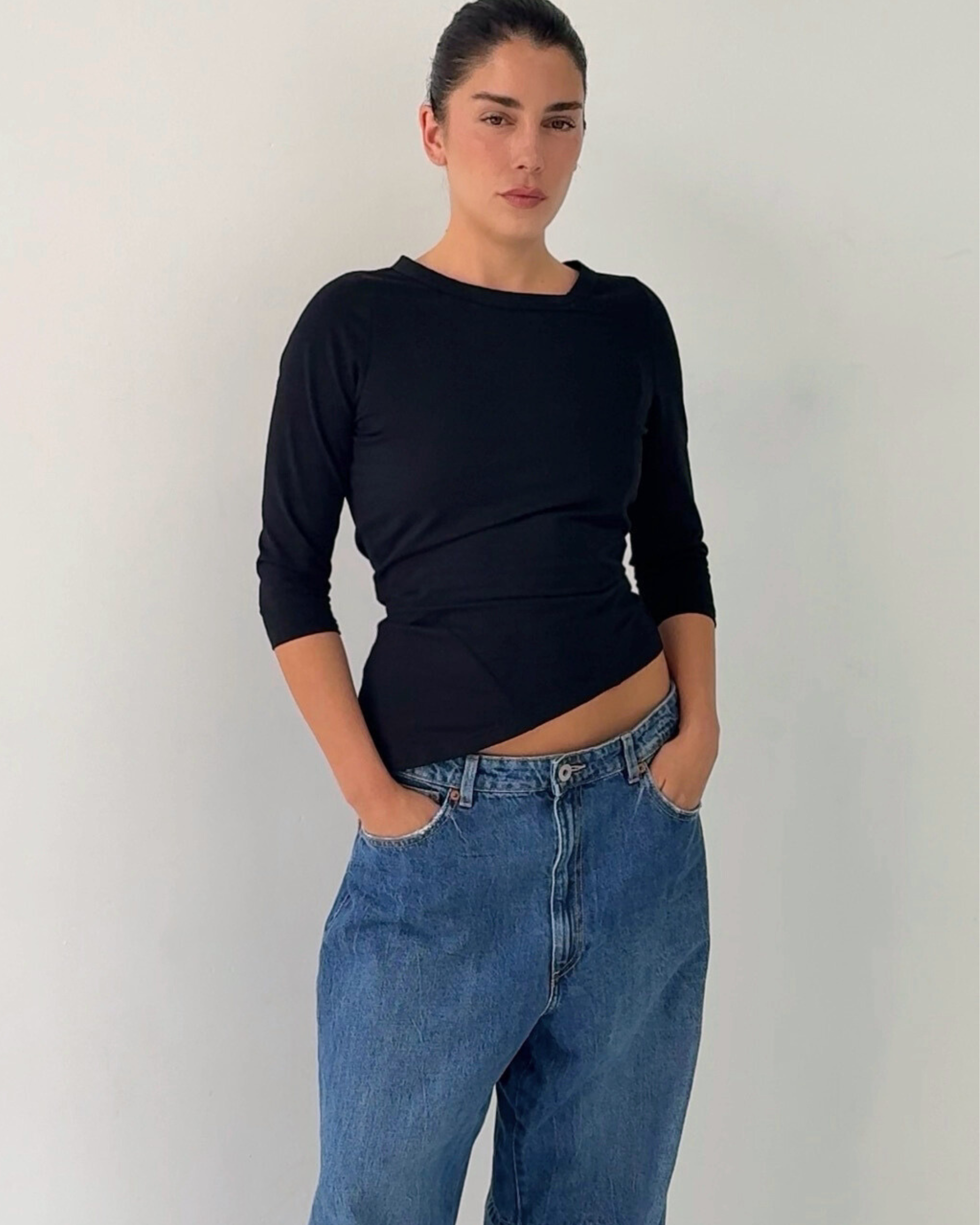 Missy Mid Sleeve Top - Black